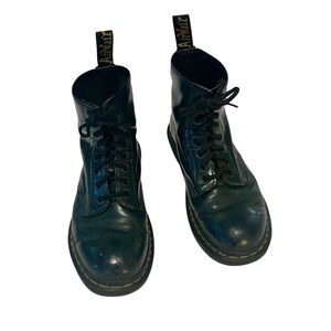 Dr. Martens Vintage 90s Style Dark Blue Leather 8 Hole Lace Up Combat Moto Boots
